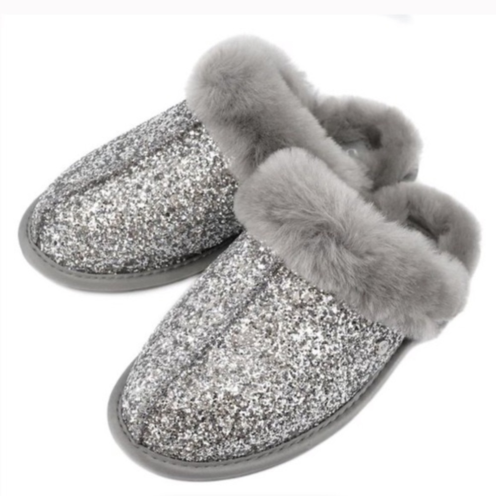 Silver Glitter UGG Slippers